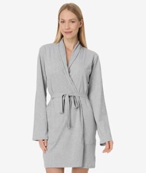 NATURAL SKIN ORGANICS Women's Juliana Robe Large Heather Grey Cotton NWT